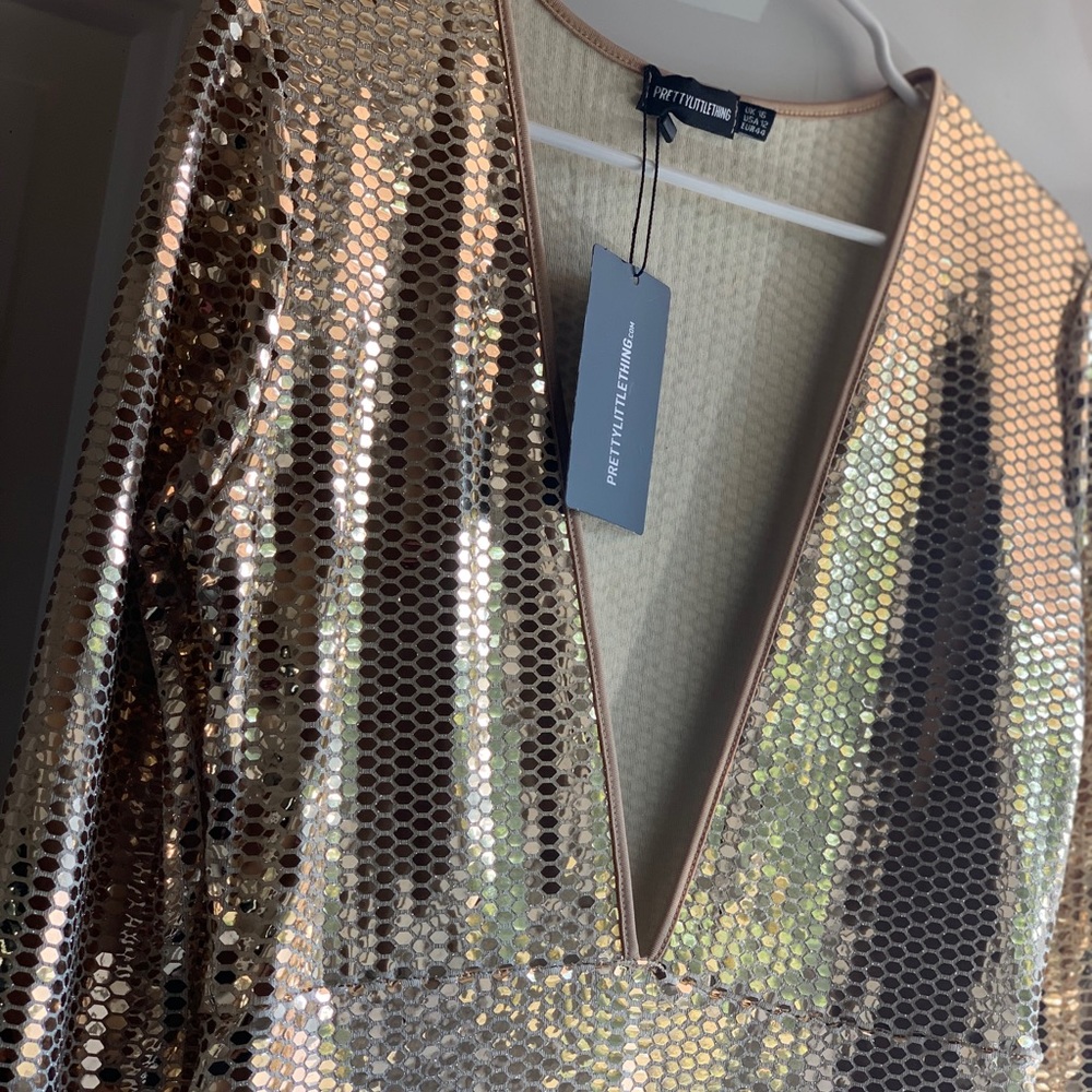 Gold Mirrored Sequin Dress